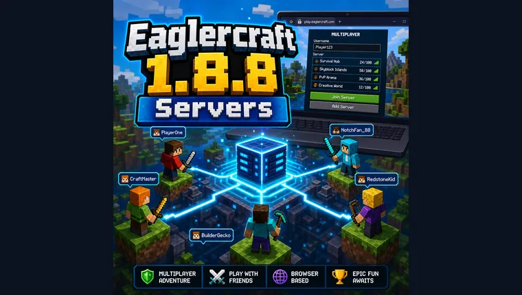 Eaglercraft 1.8.8 multiplayer server hub connected to players through browser WebSocket lines