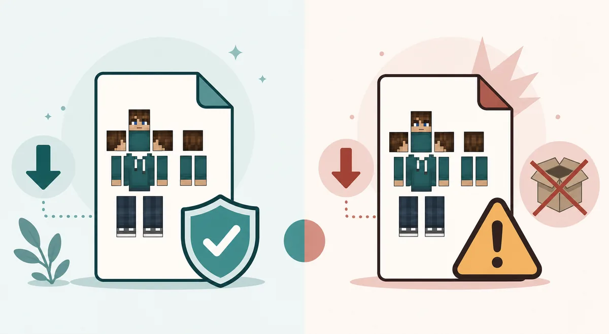 Confronto tra PNG skin sicuro e download stile installer