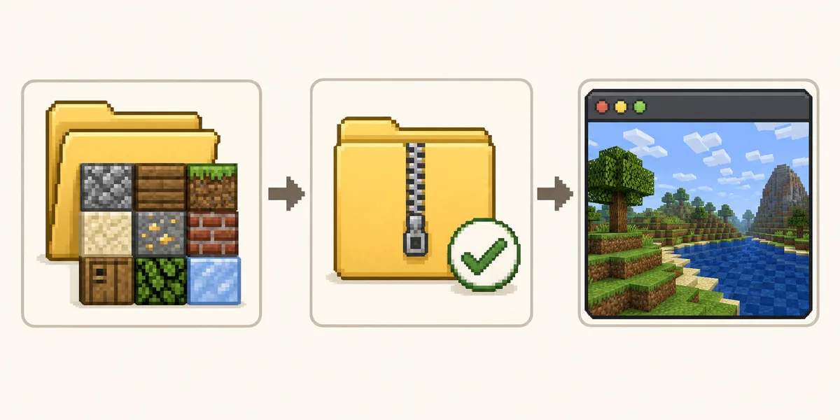 Flux éditorial pour choisir, garder et tester un ZIP de texture pack Eaglercraft